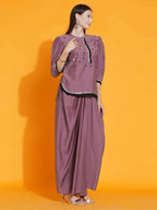 Women Republic Mauve Hand Embellished Kurta With Dhoti | Grocsy
