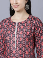 Myshka Women Burgundy Pink Ethnic Motifs Printed Kurta | Grocsy