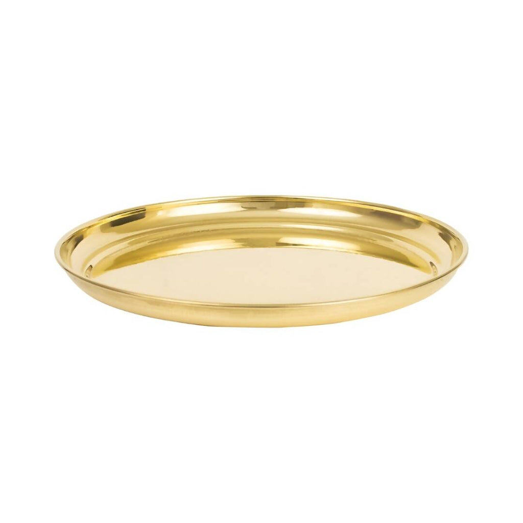 Spillbox Gold-Toned Brass Plain Thali Pooja Essential | Grocsy