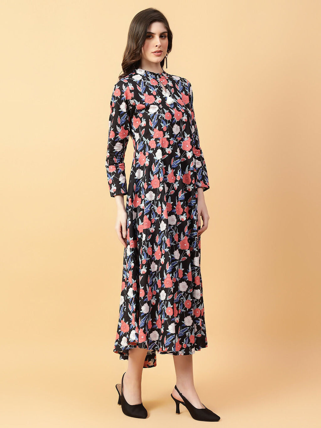 Joban Fashion Black Cotton Printed & Hand Work Dress | Grocsy
