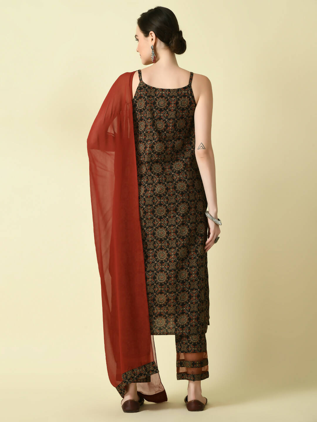 Myshka Women's Multi Straight Kurta & Trousers With Dupatta | Grocsy