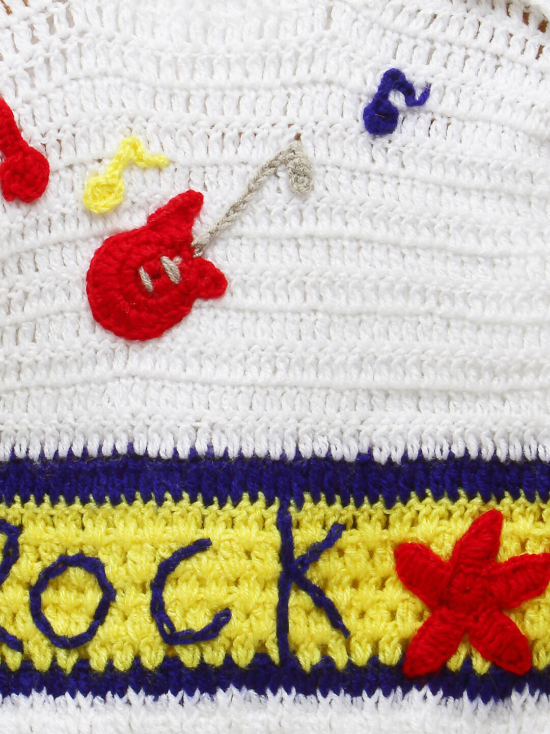 Chutput Kids White Coloured Solid Pullover with ROCK Detail | Grocsy