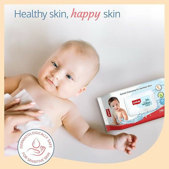 LuvLap Paraben Free 99% Pure Water Nourishing Baby Wipes, with Fliptop Lid | Grocsy
