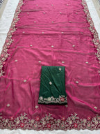 Teeya Creation New Trendy Stylish Party Wear Silk Saree-Pink | Grocsy