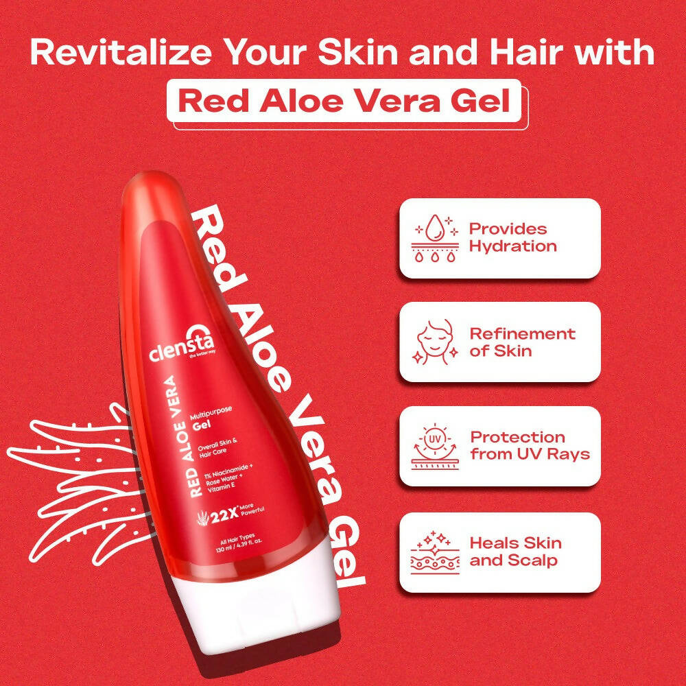 Clensta Red Aloe Vera Multipurpose Gel | Grocsy