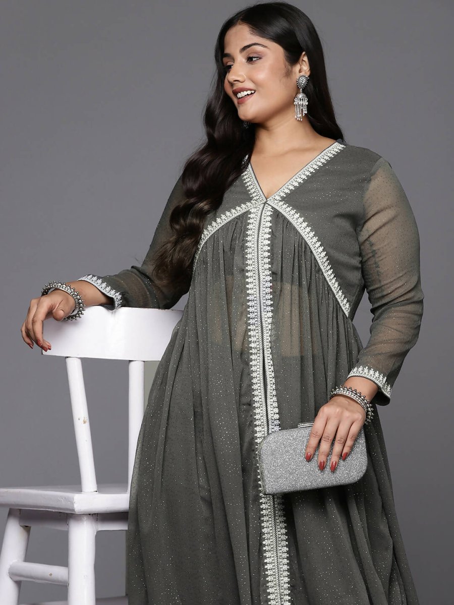 Ahalyaa Women's Traditional wear Kurta Set - Grey | Grocsy