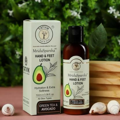 Tatvik Ayurveda Mridusparsha Hand & Feet Lotion (Green Tea & Avocado) | Grocsy