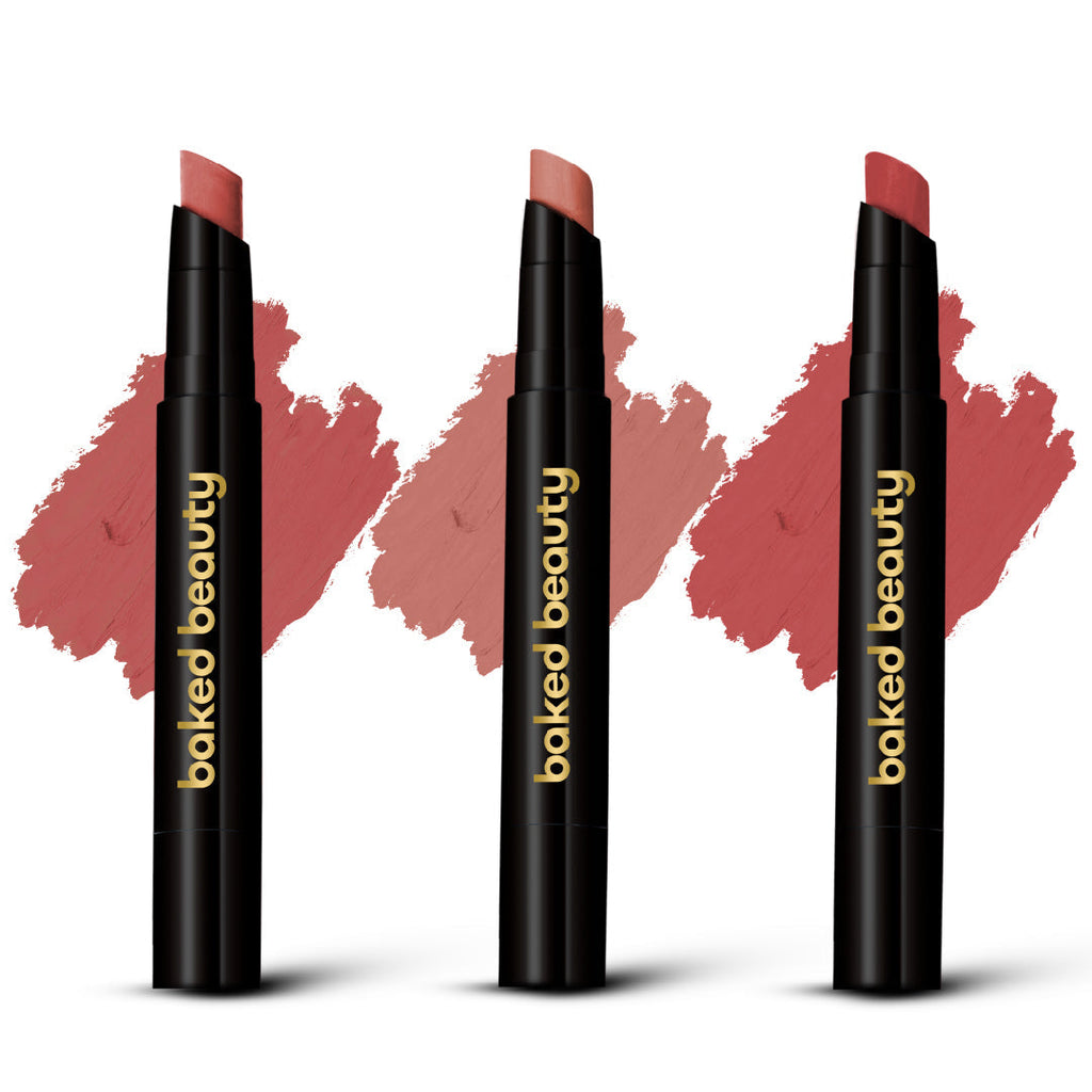Baked Beauty My Crayon Mocha Talk Super Matte Lip Cream Lipsticks (Set of 3) | Grocsy