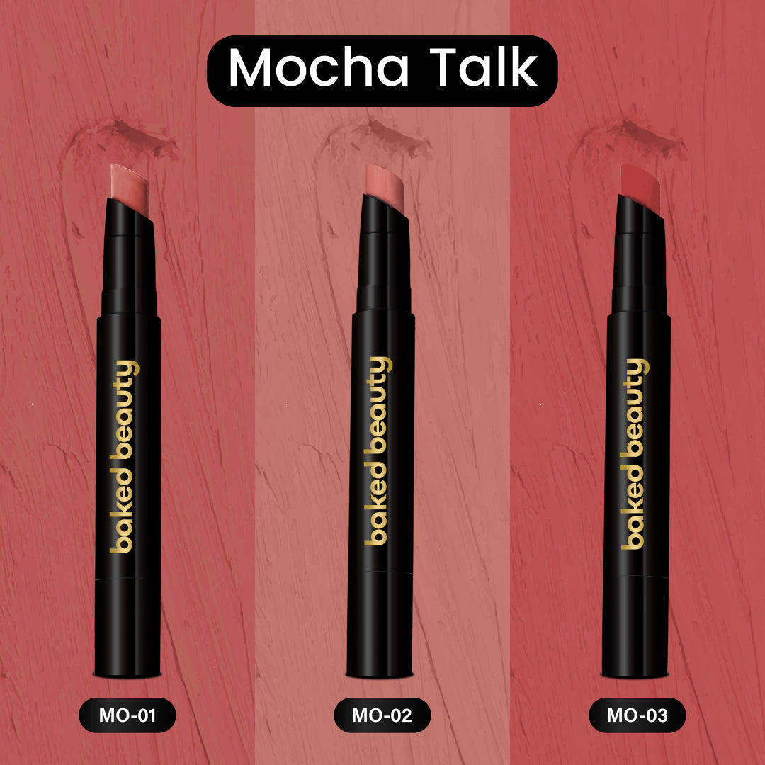 Baked Beauty My Crayon Mocha Talk Super Matte Lip Cream Lipsticks (Set of 3) | Grocsy