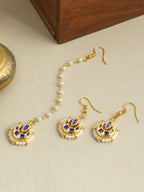 Ruby Raang Finest Gold Kundan Earrings With A Maang Tikka | Grocsy