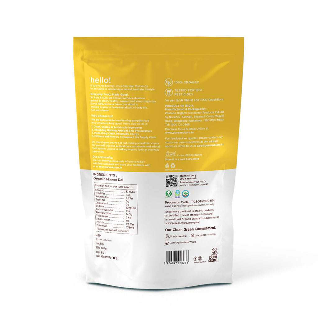 Pure & Sure Organic Moong Dal | Grocsy