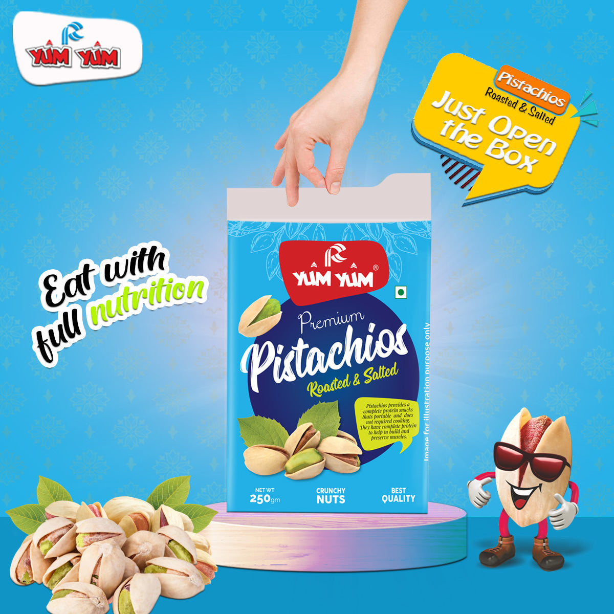 Yum Yum Roasted & Salted Pistachios Box | Grocsy