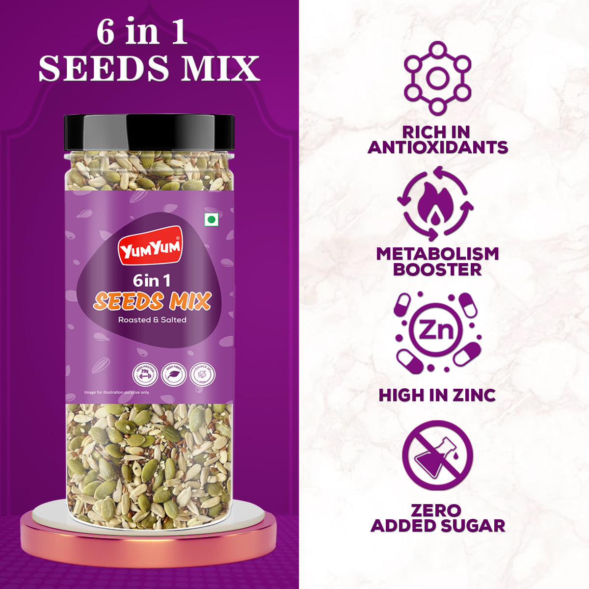 Yum Yum 6 In 1 Seeds Mix Jar | Grocsy