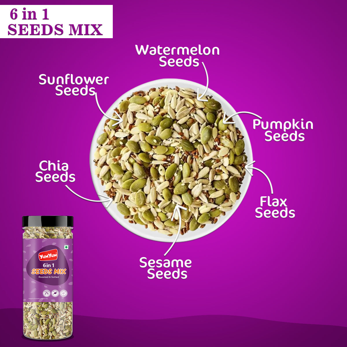 Yum Yum 6 In 1 Seeds Mix Jar | Grocsy