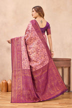 Divine International Trading Co Light Pink Soft Silk Blend Banarasi Jacuard Work Designer Party Wear Saree With Unstitched Blouse Piece | Grocsy