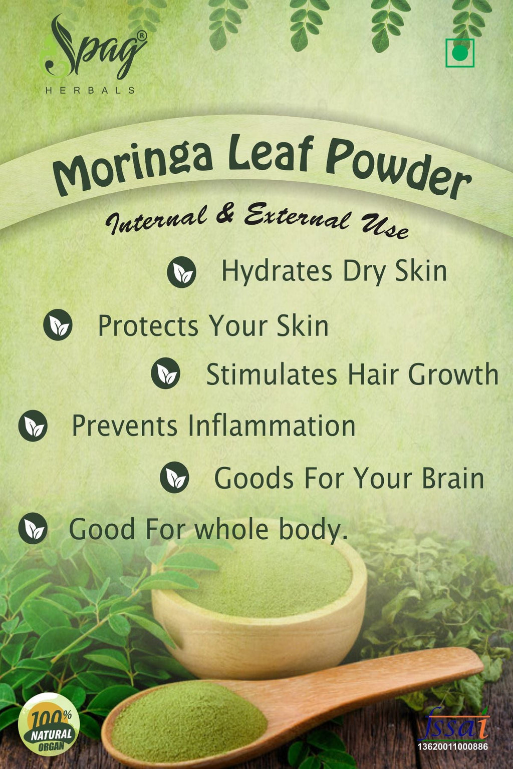 Spag Herbals Premium Moringa Leaf Powder | Grocsy