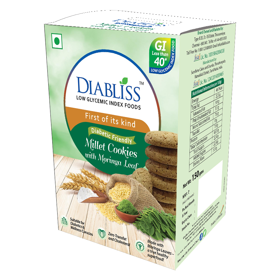 Diabliss Diabetic Friendly Millet Cookies With Moringa Leaf | Grocsy