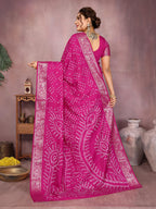Anaita Magenta Pure Bandhej Silk Saree With Zari Weaving Work | Grocsy
