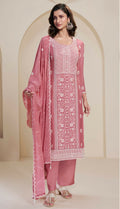Anaita Pink Chinon Embroidered Thread Work Stitched Salwar Suit | Grocsy