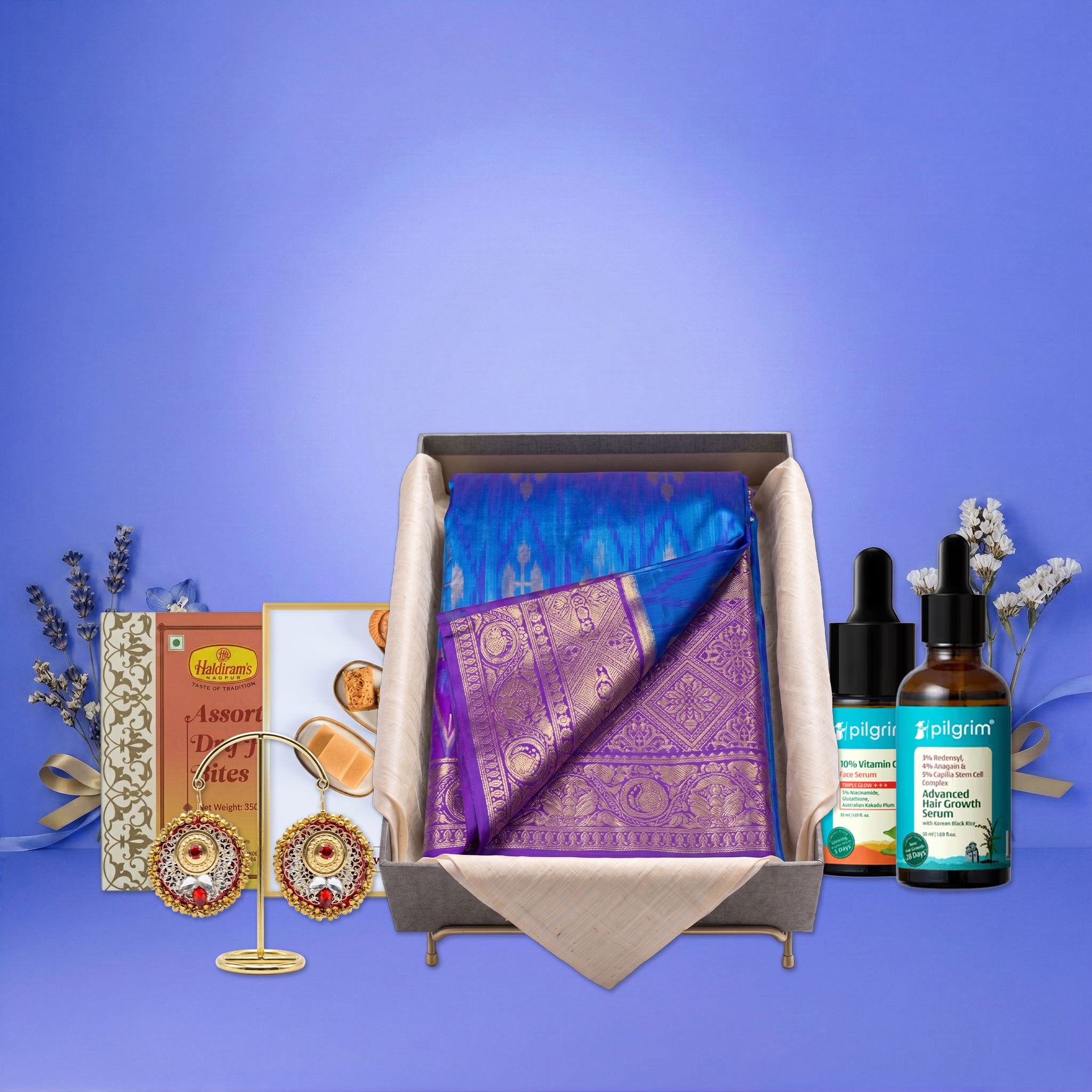 The Everything Box – The Ultimate Maa Hamper | Sweets, Beauty, Fashion, Wellness & Pooja Essentials - kit | Grocsy