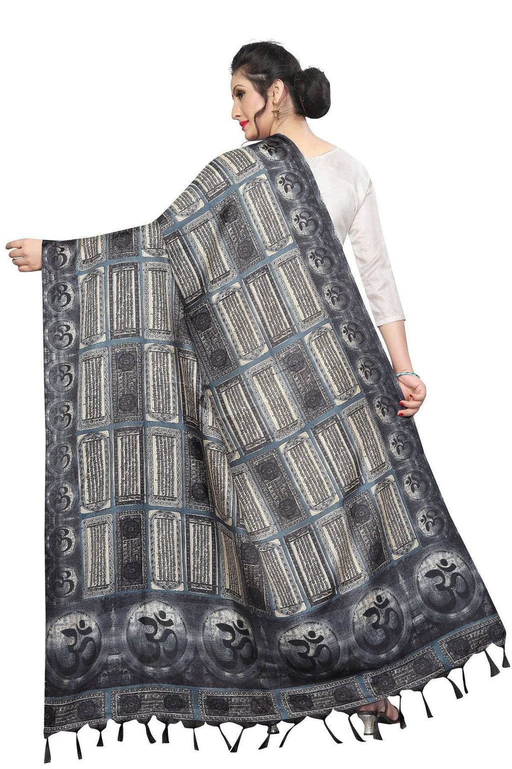 Vamika Trending Navy Printed Khadi Bhagalpuri Dupatta | Grocsy