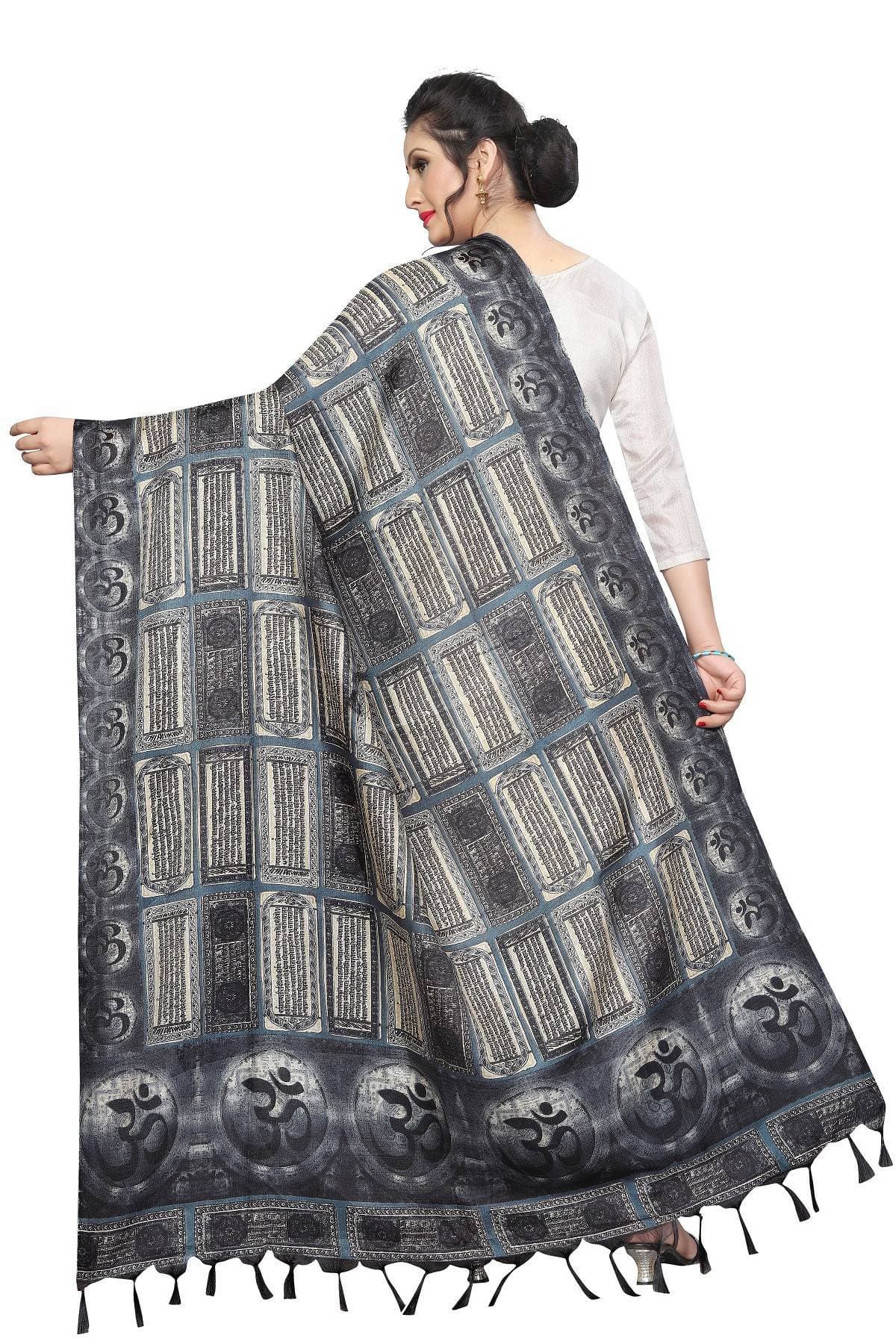 Vamika Trending Navy Printed Khadi Bhagalpuri Dupatta | Grocsy