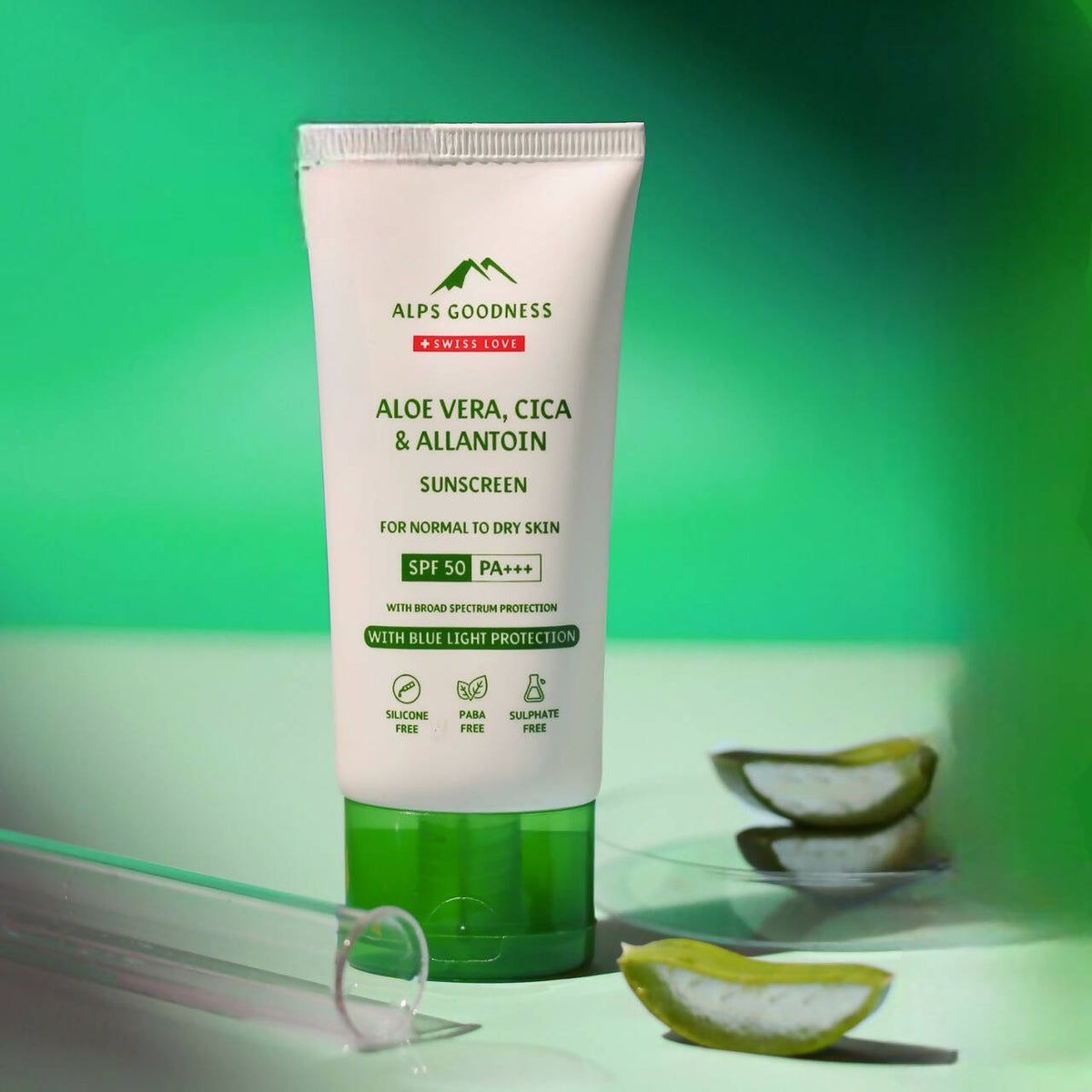 Alps Goodness Blue Light Protection Sunscreen For Normal to Dry Skin SPF 50 PA+++ with Aloe Vera, Cica & Allantoin | Grocsy