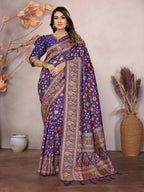 Joban Fashion Purple Meena Weaves Pashmina Sarees | Grocsy