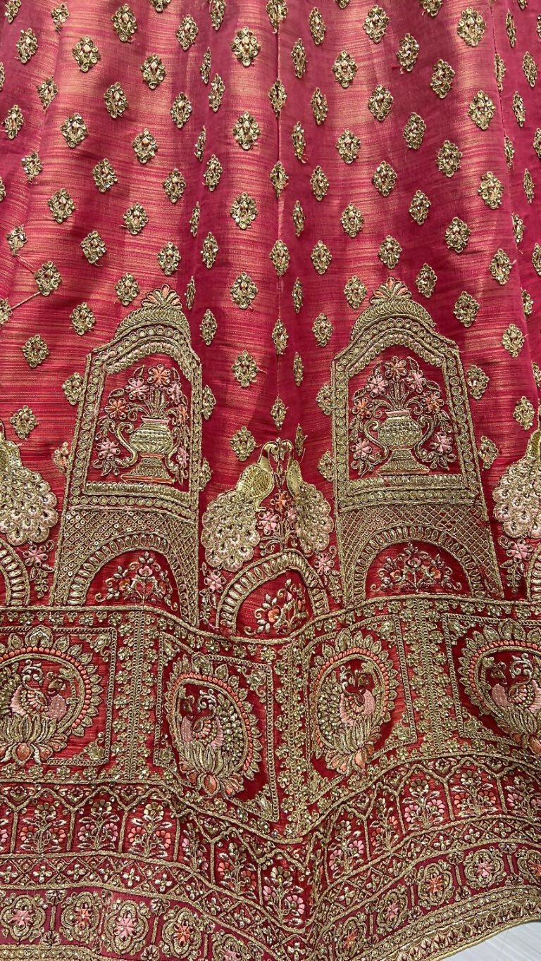 Jyoti Fashion Women's Red Bridal Net Fancy Dori & Sequins Multi Thread Embroidered with Diamond Work Wedding Lehenga Choli | Grocsy
