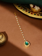 Ruby Raang Tear Drop Green Meenakari with Diamond Maang Tikka | Grocsy