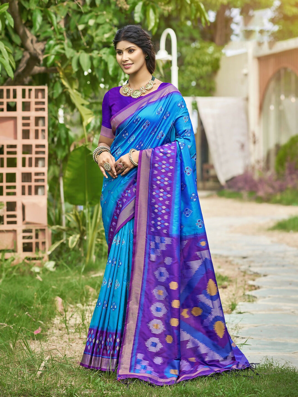 Shree Shyam Fashion Blue Soft Silk Saree | Grocsy