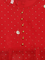 Ahalyaa Red Organza Kids Kurta Palazzo Set For Girls | Grocsy