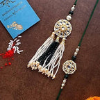 Jewel Design Lumba Rakhi Set & Kaju Katli Box | Grocsy