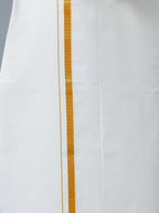 Ramraj Cotton Mens Wedding Set Cream Regular Dhoti, Shirt & Towel | Grocsy