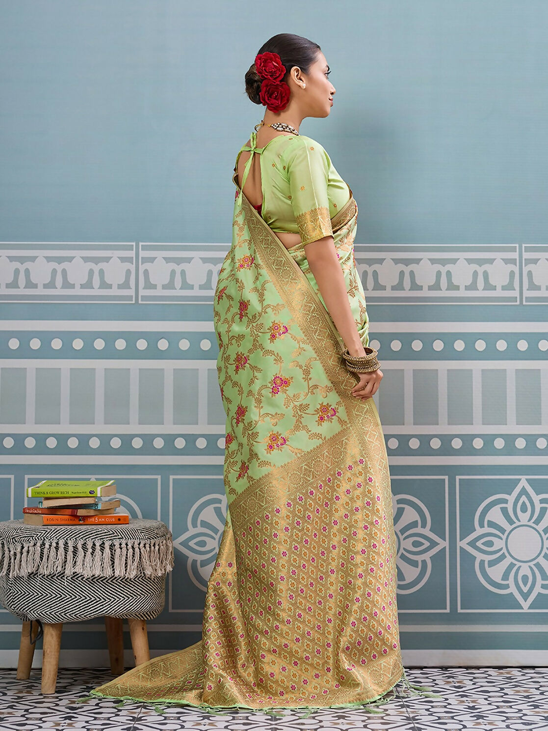 Shree Shyam Fashion Sea Green Silk Saree | Grocsy