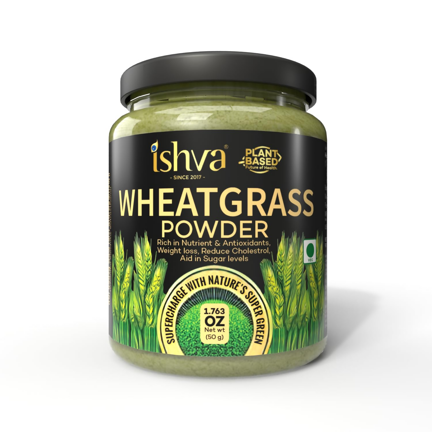 Ishva Wheatgrass Powder Pure & Natural Superfood Detoxifies, Supports Digestion & Promotes Vitality | Grocsy