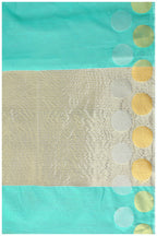 Mimosa Women's Turquoise Blue Kanchipuram Cotton Saree | Grocsy