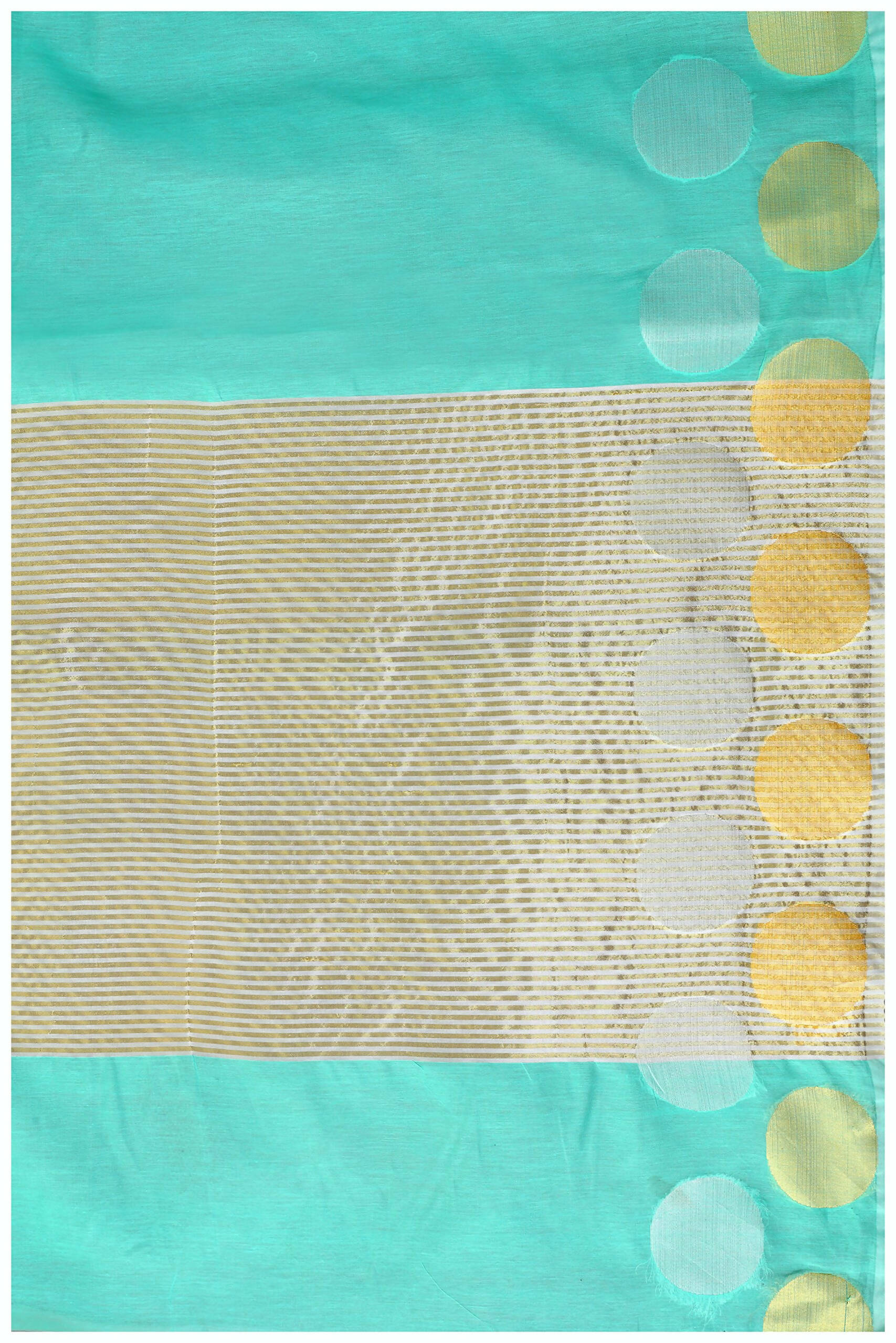 Mimosa Women's Turquoise Blue Kanchipuram Cotton Saree | Grocsy