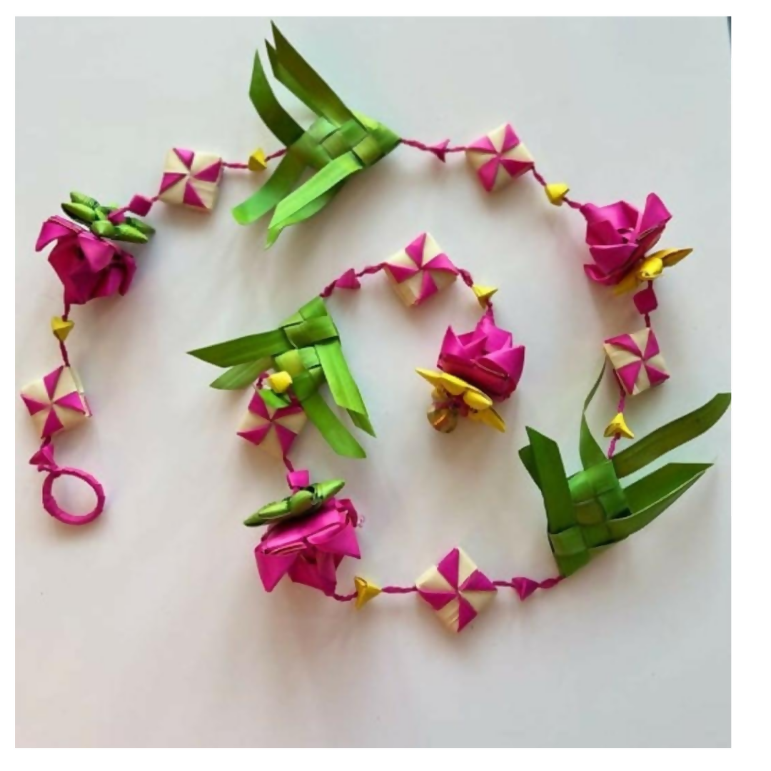 Shuddh Natural Hand Made Palm Leaf Fish & Lotus Hanging | Grocsy