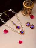 Ruby Raang Blue and Red Meenakari Kundan Necklace with Earrings & Maang Tikka | Grocsy