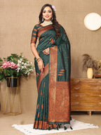 Vedant Vastram Bottle Green Color Banarasi Silk Saree - Bottle Green | Grocsy