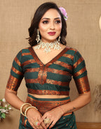 Vedant Vastram Bottle Green Color Banarasi Silk Saree - Bottle Green | Grocsy