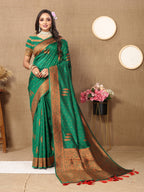 Vedant Vastram Green Color Banarasi Silk Saree - Green | Grocsy