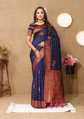 Vedant Vastram Navy Blue Color Banarasi Silk Saree - Navy Blue | Grocsy