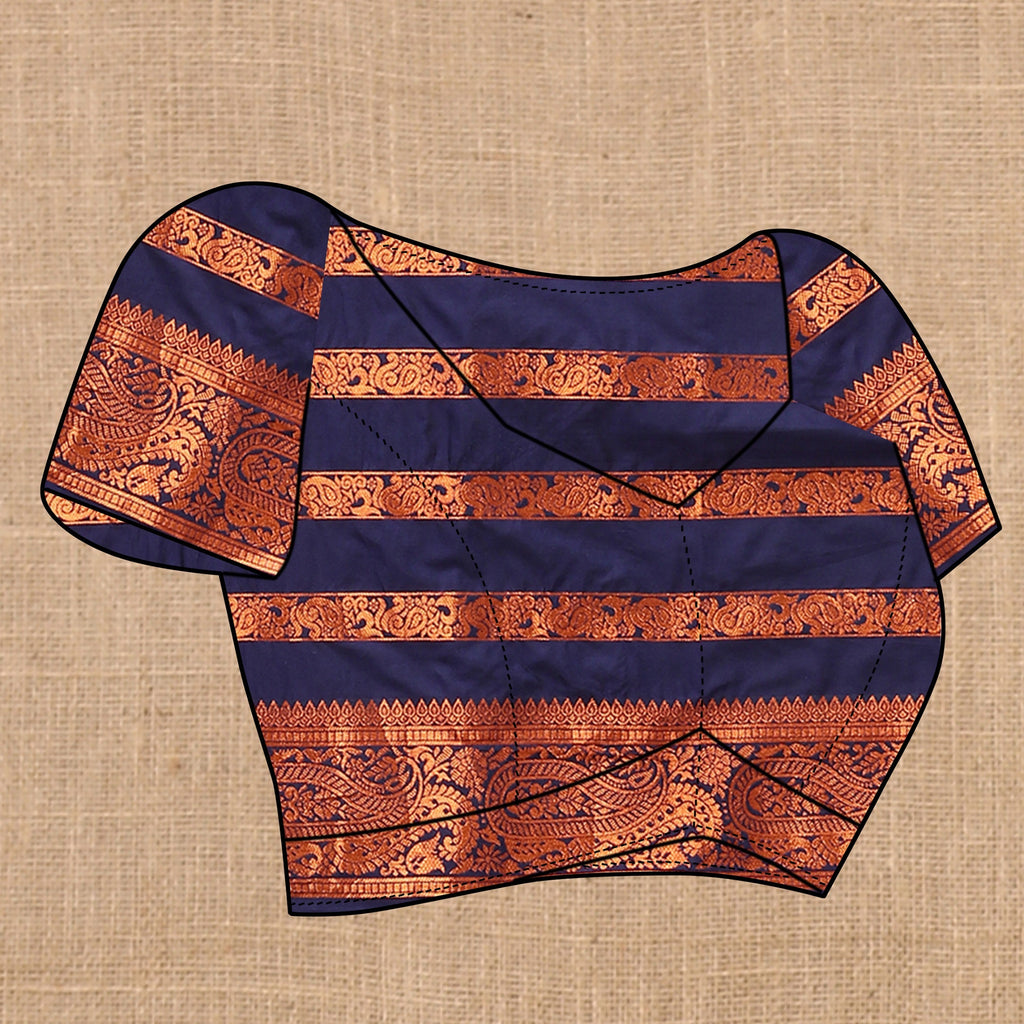 Vedant Vastram Navy Blue Color Banarasi Silk Saree - Navy Blue | Grocsy