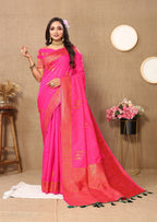Vedant Vastram Pink Color Banarasi Silk Saree - Pink | Grocsy