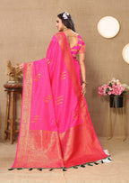 Vedant Vastram Pink Color Banarasi Silk Saree - Pink | Grocsy