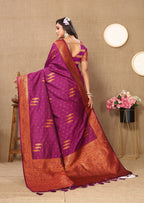 Vedant Vastram Wine Color Banarasi Silk Saree - Wine | Grocsy