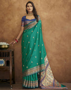 Vedant Vastram Green Color Paithani Silk Saree - Green | Grocsy