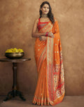 Vedant Vastram Orange Color Paithani Silk Saree - Orange | Grocsy